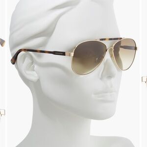 Longchamp Le Pliage 61mm Aviator Sunglasses in Havana